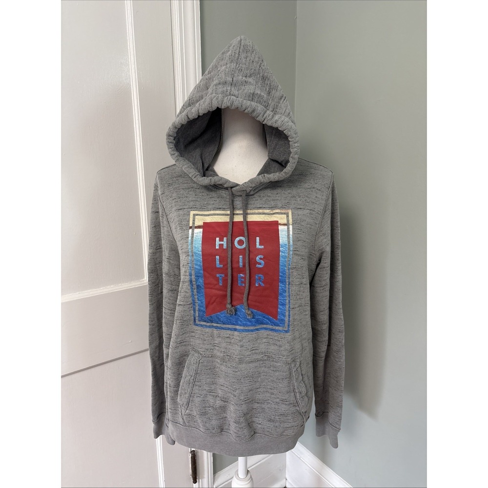 Hollister Sweater Womens Small Gray Logo Hoodie Comfort Sweatshirt‎